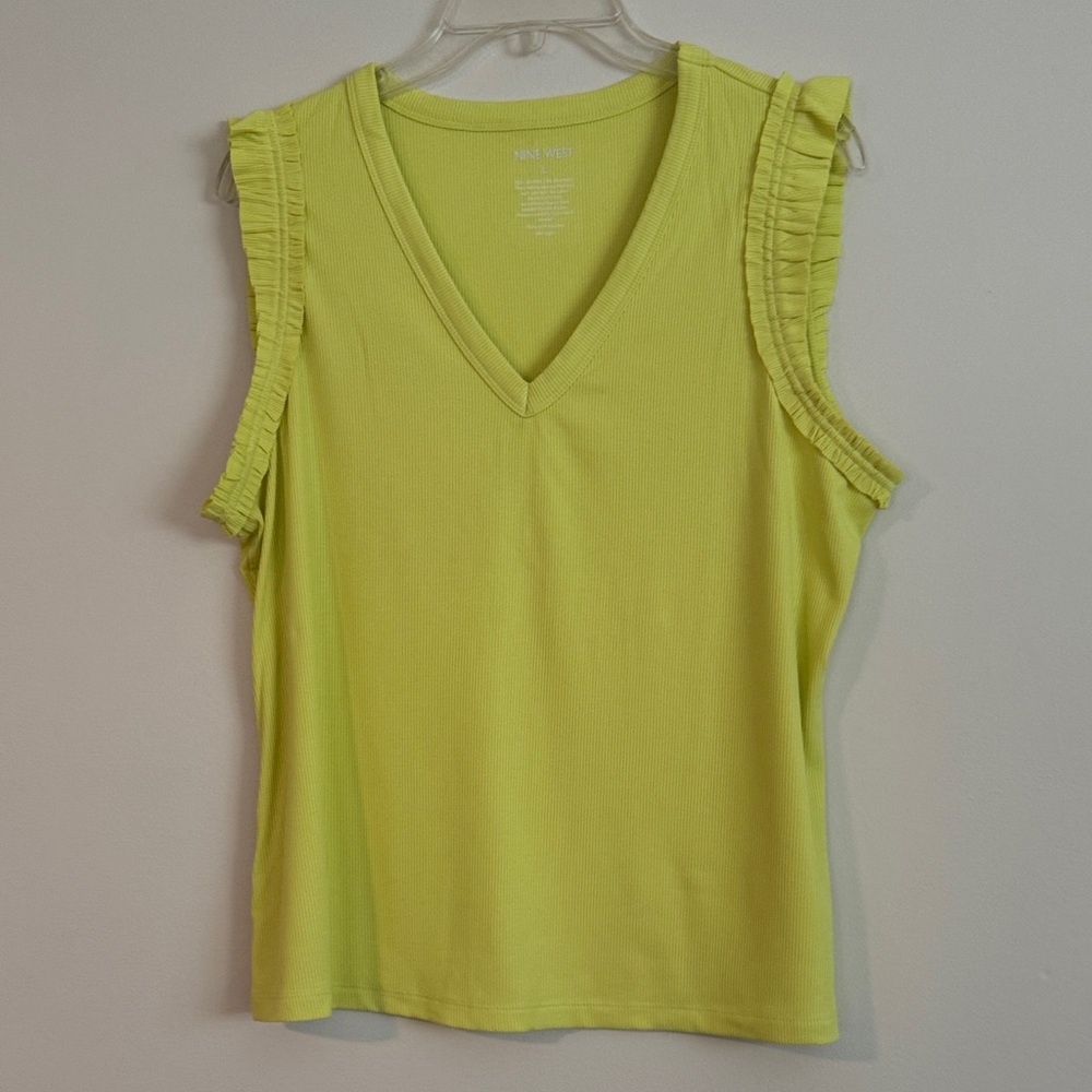 Nine West Lime Green Ruffle Tank Top NWOT